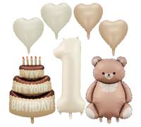 Grand ballon en aluminium de 101,6 cm en forme d'ours en mylar pour décoration de premier anniversaire, fête prénatale, fête animale, fournitures de fête, décorations de gâteaux