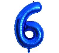 Grand ballon en aluminium en forme de chiffre 101,6 cm, bleu foncé, pour fête d'anniversaire, fête et anniversaire (bleu foncé 6)