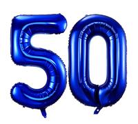 Grand ballon en aluminium en forme de chiffre - 101,6 cm - Bleu marine - En mylar - Pour fête d'anniversaire, anniversaire de mariage - Bleu marine - Numéro 50