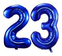 Grand ballon en aluminium en forme de chiffre 23 - 101,6 cm - Grand ballon en aluminium - Numéro 23 - Auto-gonflant - Ballons bleus en forme de chiffre 23 - pour hommes et femmes - ballons décoratifs