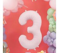 Superbe ballon en papier d'aluminium en forme de chiffre "3", 86 cm, en rose pâle doux - l'accessoire parfait pour les anniversaires ou autres occasions spéciales