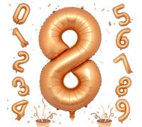 Grand ballon en aluminium en forme de chiffre 8 - Grand ballon orange en forme de chiffre 8 - Auto-gonflant - 101,6 cm - Ballons décoratifs pour fête d'anniversaire de garçon - Fournitures de