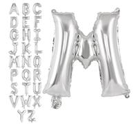 Grand ballon en aluminium en forme de lettre M pour décoration de fête d'anniversaire, de mariage - 101,6 cm - Argenté M