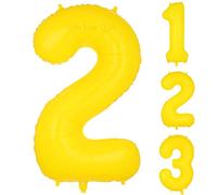 Grand ballon en aluminium jaune en forme de chiffre 2 de 101,6 cm pour décoration de fête d'anniversaire
