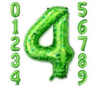 Grand ballon en forme de chiffre 4 pour enfants, décoration de 4e anniversaire pour enfants, thème jeux vidéo, 101,6 cm, vert citron