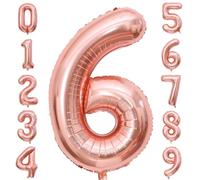 Grand ballon en forme de chiffre en mylar pour fête d'anniversaire, anniversaire de mariage, événements - 101,6 cm - or rose