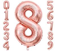 Grand ballon en forme de chiffre en mylar pour garçons et filles - Décoration de fête d'anniversaire, anniversaire de mariage, événements - 101,6 cm - Or rose