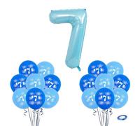 Grand ballon en latex chiffre 7 de 101,6 cm et 16 pièces de ballons en latex forme de chiffre 4 pour garçons et filles décoration d'anniversaire 7 ans