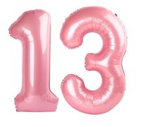 Grand ballon en mylar en forme de chiffre 101,6 cm pour 13e anniversaire de garçon ou fille - 101,6 cm - Rose nacré