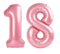 Grand ballon en mylar en forme de chiffre 101,6 cm pour garçons ou filles - 101,6 cm - Rose nacré - Grand ballon en mylar pour décoration de fête d'anniversaire de garçon ou fille