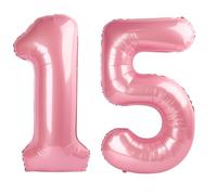 Grand ballon en mylar en forme de chiffre 101,6 cm pour garçons ou filles - 101,6 cm - Rose nacré - Grand ballon en mylar pour décoration de fête d'anniversaire de garçon ou fille