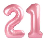 Grand ballon en mylar en forme de chiffre 21 pour garçon ou fille - 101,6 cm - 101,6 cm - Rose nacré
