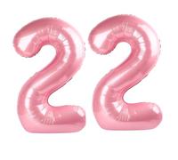 Grand ballon en mylar en forme de chiffre 22 pour garçon ou fille - 101,6 cm - 101,6 cm - Rose nacré