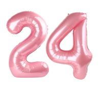 Grand ballon en mylar en forme de chiffre 24 pour garçon ou fille - 101,6 cm - 101,6 cm - Rose nacré