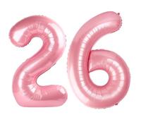 Grand ballon en mylar en forme de chiffre 26 pour garçon ou fille - 101,6 cm - 101,6 cm - Rose nacré