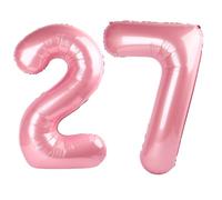 Grand ballon en mylar en forme de chiffre 27 pour garçon ou fille - 101,6 cm - Rose nacré - 101,6 cm