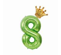 Grand ballon géant en aluminium en forme de chiffre 8 de 101,6 cm, pour décoration d'anniversaire de la jungle, 8e anniversaire d'enfant, fête prénatale (vert 8)