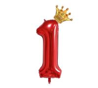 Grand ballon géant en film d'aluminium en forme de chiffre 1 pour décoration de 1er anniversaire d'enfants (rouge 1) 101,6 cm