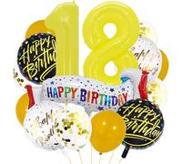 Grand ballon jaune en forme de chiffre 18 - Grand ballon en aluminium coloré pour 18e anniversaire de filles - Décorations de fête d'anniversaire pour garçons de 18 ans - Jaune 18