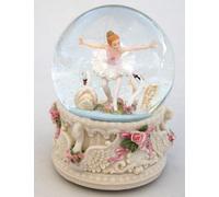 Grand Ballon Musical Snow Globe - Swan Lake, Ballerine avec cygnes