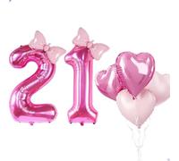 Grand ballon rose pour femme - 101,6 cm - 21 ans - En aluminium Mylar - Numéro 21 - Ballons pour filles - Décorations de fête - Fournitures de fête, cadeaux et toiles de fond