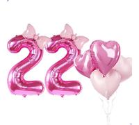 Grand ballon rose pour femme - 101,6 cm - 22 ans - En aluminium Mylar - Numéro 22 - Ballons pour filles - Décorations de fête - Fournitures de fête, faveurs, toiles de fond