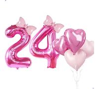Grand ballon rose pour femme - 101,6 cm - 24 ans - En aluminium Mylar - Numéro 24 - Ballons pour filles - Décorations de fête - Fournitures de fête, faveurs, toiles de fond