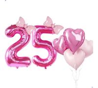 Grand ballon rose pour femme - 101,6 cm - 25 ans - En aluminium Mylar - Numéro 25 - Ballons pour filles - Décorations de fête - Fournitures de fête, faveurs, toiles de fond