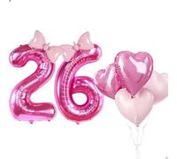 Grand ballon rose pour femme - 101,6 cm - 26 ans - En aluminium Mylar - Numéro 26 - Ballons pour filles - Décorations de fête - Fournitures de fête, faveurs, toiles de fond