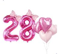 Grand ballon rose pour femme - 101,6 cm - 28 ans - En aluminium Mylar - Numéro 28 - Ballons pour filles - Décorations de fête - Fournitures de fête, faveurs, toiles de fond