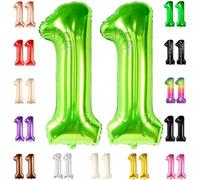 Grand ballon vert clair en forme de chiffre 11 - 101,6 cm | Mylar vert 11, décoration de 11e anniversaire pour garçons | Grand ballon en forme de chiffre 11 pour anniversaires | Grand ballon en forme de chiffre 11, décorations de fête vertes