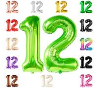 Grand ballon vert clair en forme de chiffre 12 - 101,6 cm | Mylar vert numéro 12, décorations de 12e anniversaire pour garçons | Grand ballon en forme de chiffre 12 pour anniversaires | Grand ballon en forme de chiffre 12, décorations de fête vertes