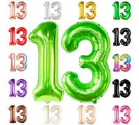 Grand ballon vert clair en forme de chiffre 13 - 101,6 cm | Mylar vert numéro 13, décorations de 13e anniversaire pour garçons | Grand ballon chiffre 13 pour anniversaires | Grand ballon chiffre 13, décorations de fête vertes