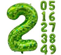 Grand ballon vert en forme de chiffre pixel vert 2, 101 cm, vert foncé, 2 ballons pour enfants, garçons et filles, décoration de fête d'anniversaire 2