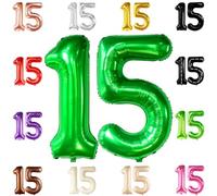 Grand ballon vert foncé en forme de chiffre 15 - 101,6 cm | Mylar vert numéro 15, décoration de 15e anniversaire pour garçons | Grand ballon en forme de chiffre 15 pour anniversaires | Grand ballon en forme de chiffre 15, décorations de fête vertes