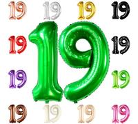 Grand ballon vert foncé en forme de chiffre 19 - 101,6 cm | Mylar vert numéro 19, décoration de 19e anniversaire pour garçons | Grand ballon en forme de chiffre 19 pour anniversaires | Grand ballon en forme de chiffre 19, décorations de fête vertes