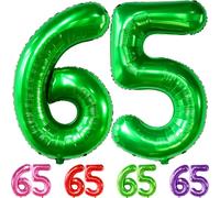 Grand ballon vert foncé en forme de chiffre 65 - 101,6 cm | Mylar vert 65 - Décorations de 65e anniversaire pour homme | Grand ballon en forme de chiffre 65 - Décorations de fête vertes