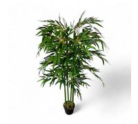 Grand bambou artificiel de 120 cm dans un pot en béton - Arbre en bambou - Plante haute en bambou avec 552 feuilles - Pot de fleurs recouvert de mousse - Décoration extérieure et intérieure - Sans
