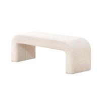 Grand banc capitonné blanc crème - Siège de rangement moderne incurvé en tissu pour chambre à coucher et entrée, pied de lit élégant