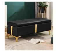 Grand banc de rangement en cuir avec pieds en métal - Meuble rembourré élégant pour entrée, salon et chambre à coucher - Charnière de sécurité 40 x 40 x 45 cm