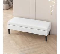 Grand banc de rangement en similicuir capitonné pour chambre à coucher, capacité de 136 kg, meuble élégant d'entrée et de salon, blanc, 40 x 40 x 40 cm, design compact
