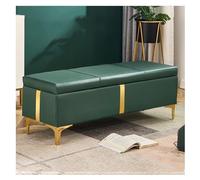 Grand banc de rangement moderne en cuir avec pieds en métal et charnière de sécurité - Meuble rembourré élégant pour entrée et salon (99,1 x 40,6 x 45,7 cm, couleur F)