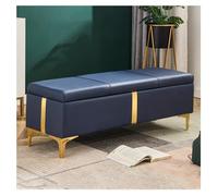 Grand banc de rangement moderne en cuir avec pieds en métal et charnière de sécurité - Meuble rembourré élégant pour entrée, salon, chambre à coucher (78,7 x 40,6 x 45,7 cm, couleur A)