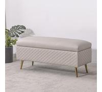 Grand banc de rangement rembourré avec charnière de sécurité - Repose-pieds extra long pour couloir et entrée - Banc de coffre élégant avec pieds en métal - 90 x 40 x 45 cm