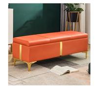 Grand banc ottoman de rangement moderne en cuir avec pieds en métal - Charnière de sécurité rembourrée pour entrée et chambre à coucher - 119,4 x 40,6 x 45,7 cm - Décoration d'intérieur élégante