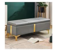 Grand banc ottoman de rangement moderne en cuir avec pieds en métal tapissés pour entrée et chambre à coucher - Solution de rangement élégante 99,1 x 40,6 x 45,7 cm (couleur : J)