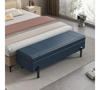 Grand banc ottoman de rangement pour chaussures avec repose-pieds, élégant siège de fenêtre pour entrée et salon, bleu foncé, 90 cm, solution de rangement polyvalente
