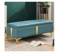 Grand banc ottoman moderne en cuir avec pieds en métal, meubles d'entrée et de chambre à coucher rembourrés, charnière de sécurité, 119,4 x 40,6 x 45,7 cm, accent de salon élégant (couleur : D)
