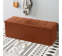 Grand banc ottoman pliable en cuir avec couvercle, boîte de rangement polyvalente pour jouets et chaussures, repose-pieds rembourré pour chambre à coucher, entrée et salon, repose-pieds et siège