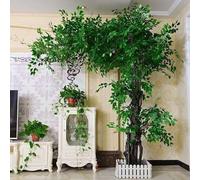 Grand banian artificiel de 299,7 x 299,7 cm, feuilles réalistes en soie et tronc naturel, parfait pour la décoration de la maison et de la décoration de plantes de jardin, imitation feuillage réaliste